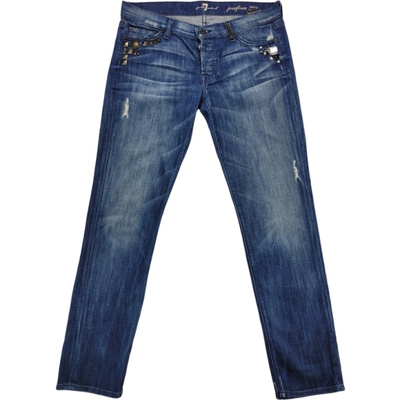 7 For All Mankind Woman’s Josefina Skinny Boyfriend Blue jeans size 27 - Picture 1 of 12